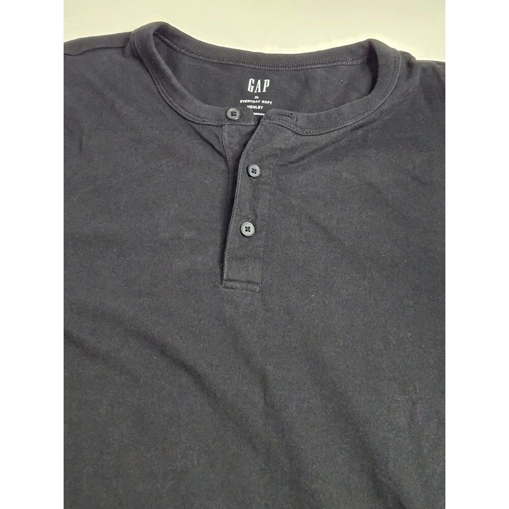 Gap Everyday Soft Henley Shirt | Men's Size XL - Fits Like L | Solid Black